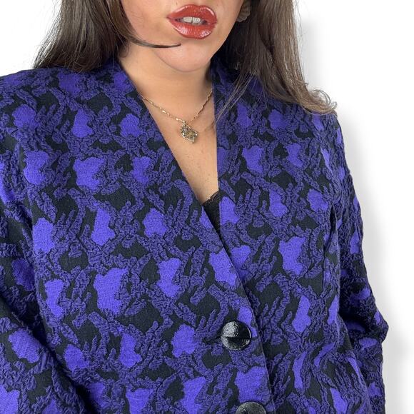 80's Japanese MICHI MOON for SANYO wool blend purple cropped blazer - Picture 5 of 16